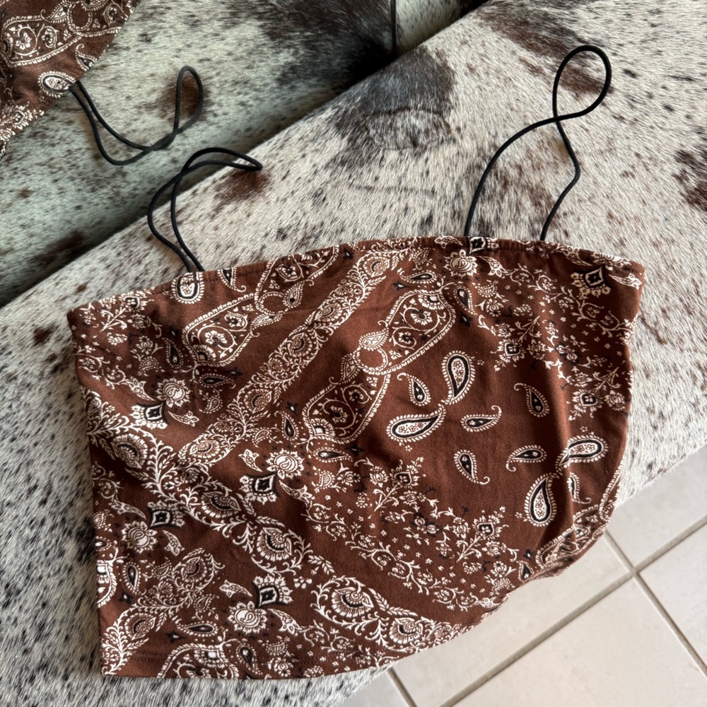 Bear Dance Brown Paisley Tank Top